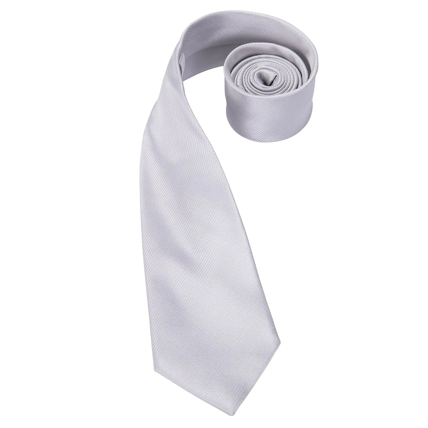 Hi-Tie Mens Grey Necktie Popular Silver Tie Pocket Square Cufflinks Set