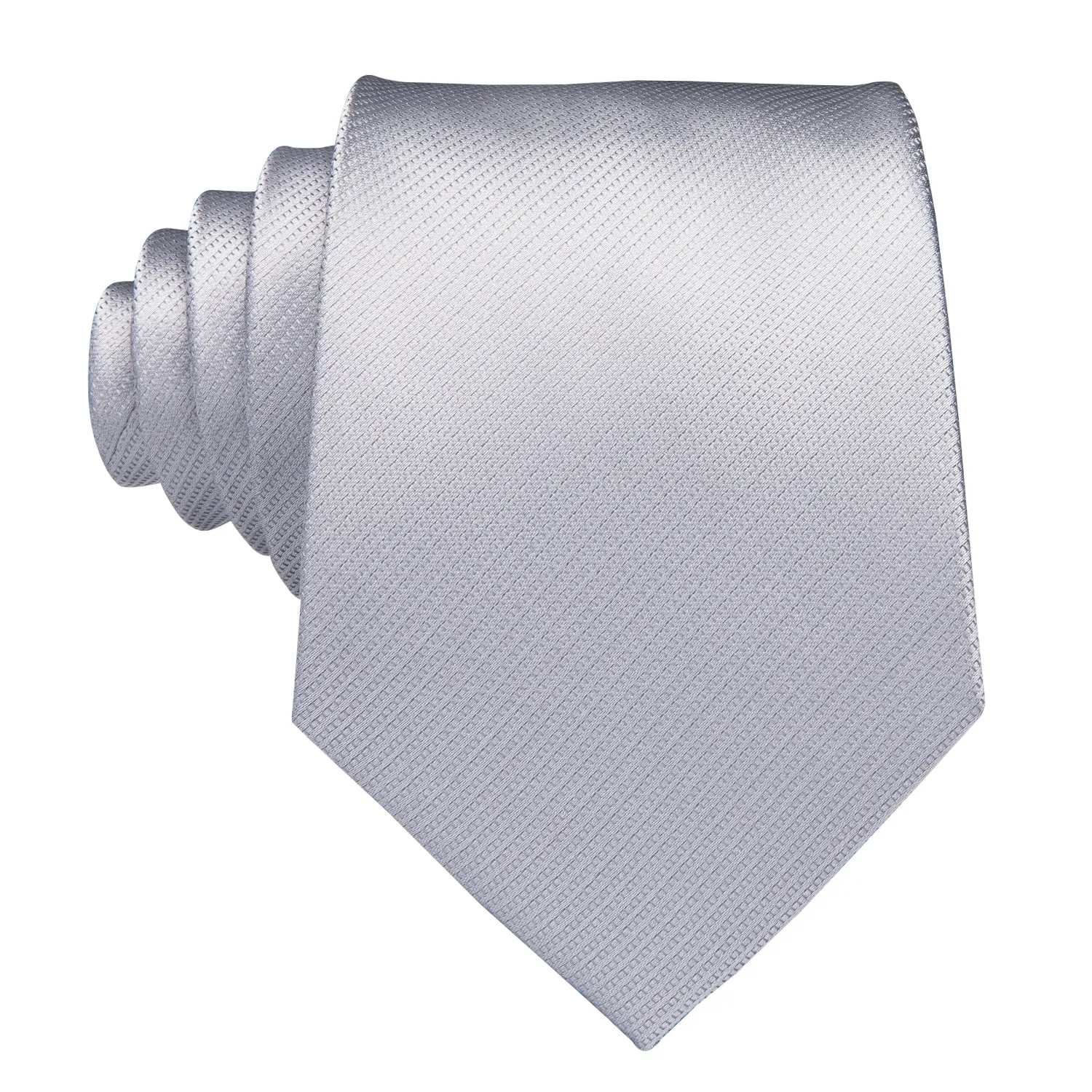 Hi-Tie Mens Grey Necktie Popular Silver Tie Pocket Square Cufflinks Set