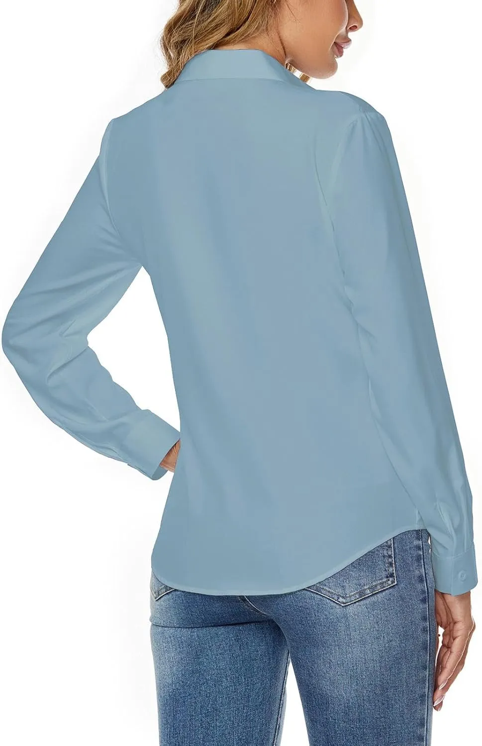 jonivey Womens Stretch Button Down Long Sleeve Shirt Soft Basic Wrinkle Free Work Business Formal Casual Blouse