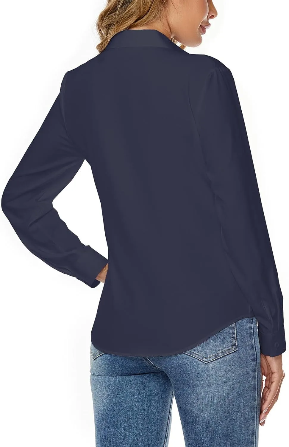 jonivey Womens Stretch Button Down Long Sleeve Shirt Soft Basic Wrinkle Free Work Business Formal Casual Blouse