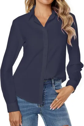 jonivey Womens Stretch Button Down Long Sleeve Shirt Soft Basic Wrinkle Free Work Business Formal Casual Blouse