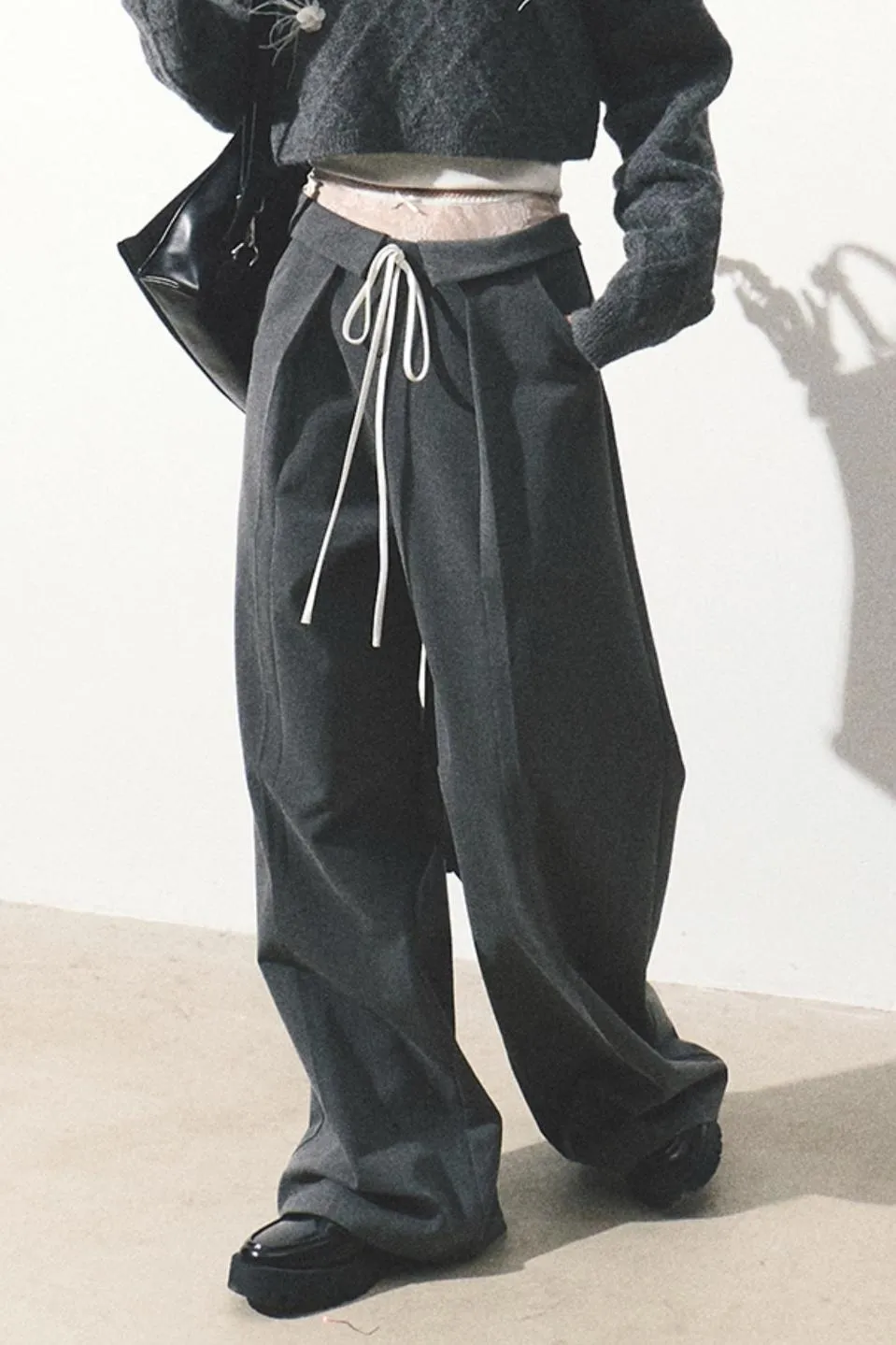 Lace Stitched Loose Fit Pants