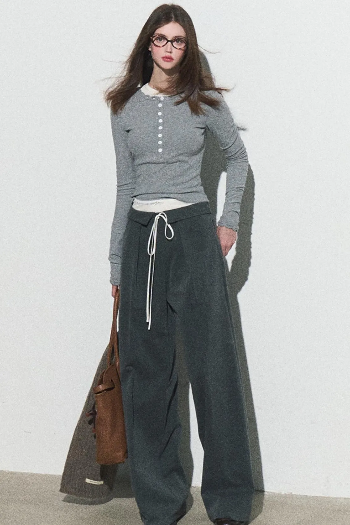 Lace Stitched Loose Fit Pants