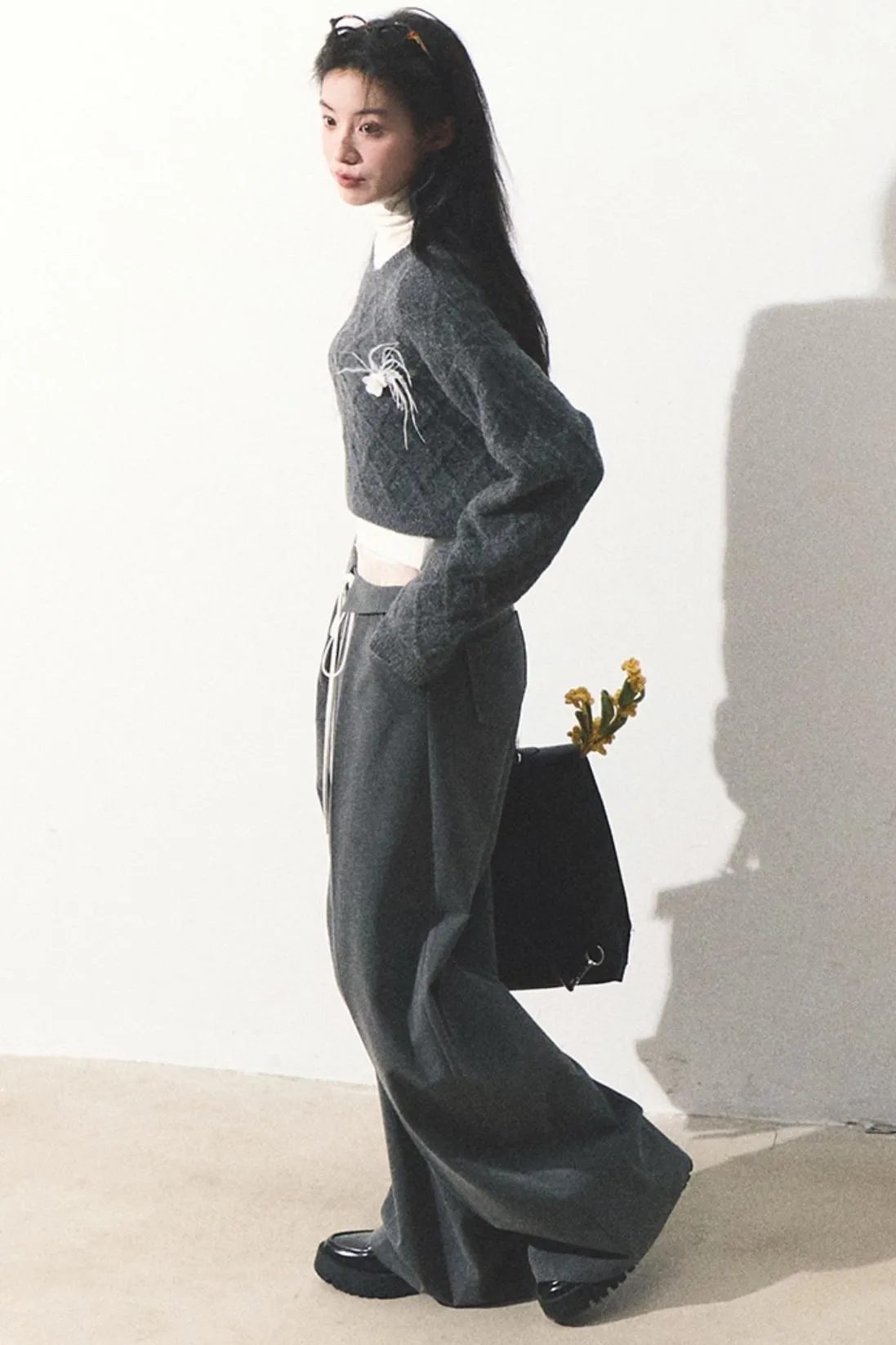 Lace Stitched Loose Fit Pants
