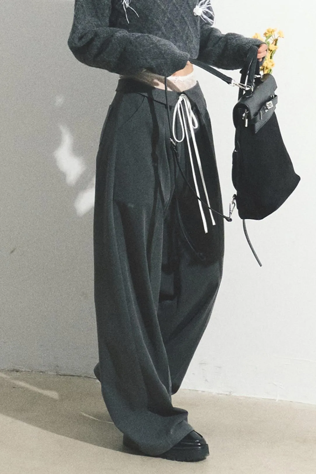 Lace Stitched Loose Fit Pants