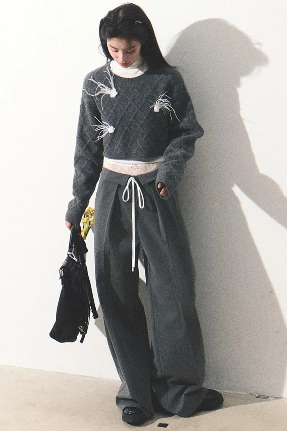 Lace Stitched Loose Fit Pants