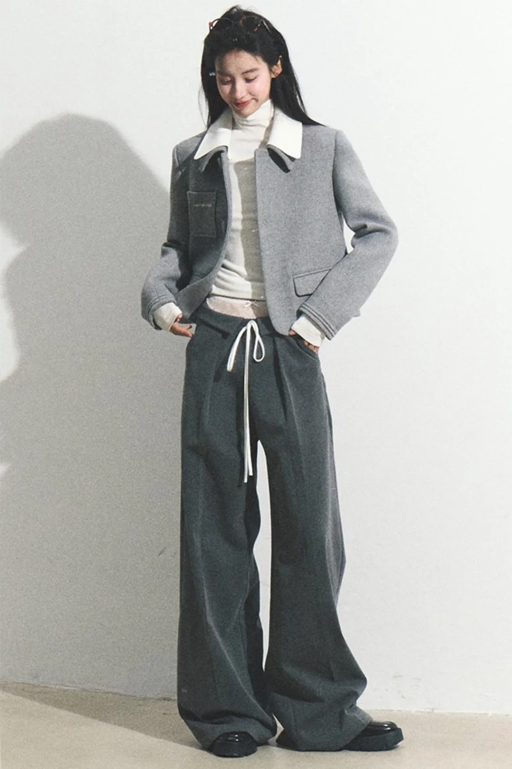 Lace Stitched Loose Fit Pants