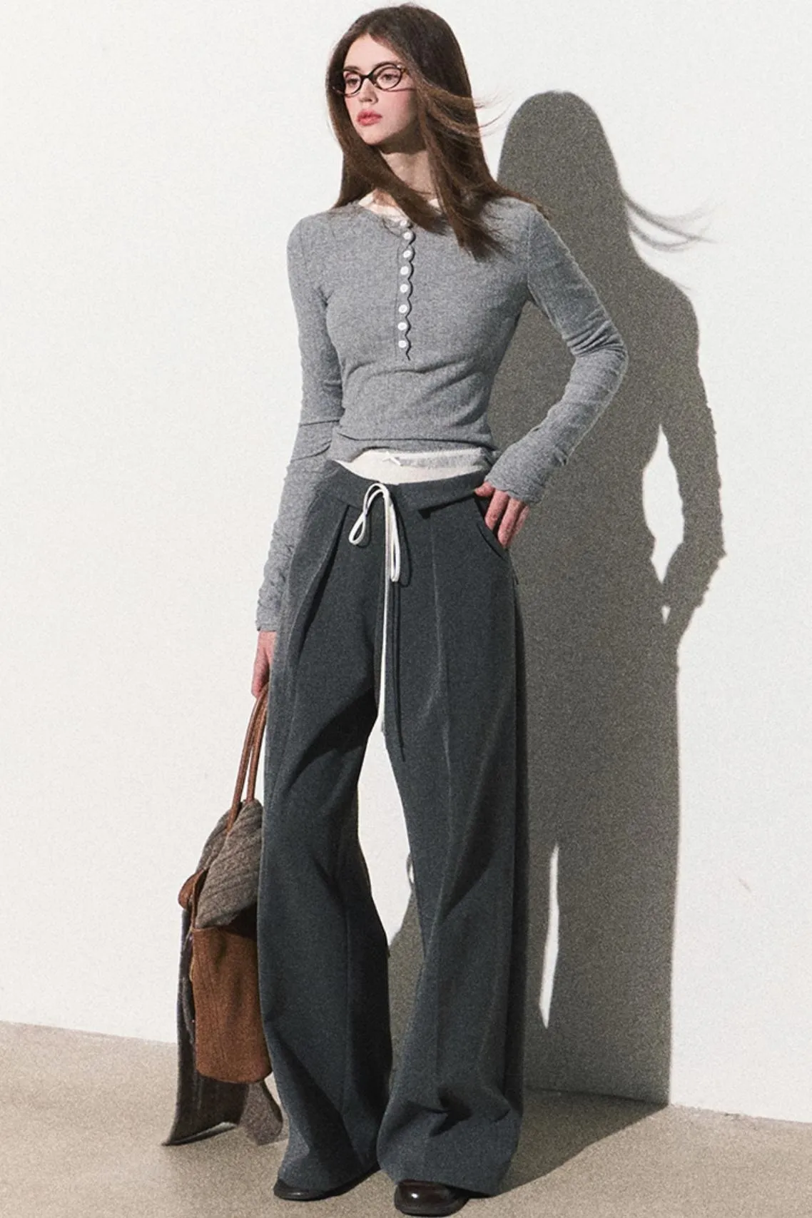 Lace Stitched Loose Fit Pants