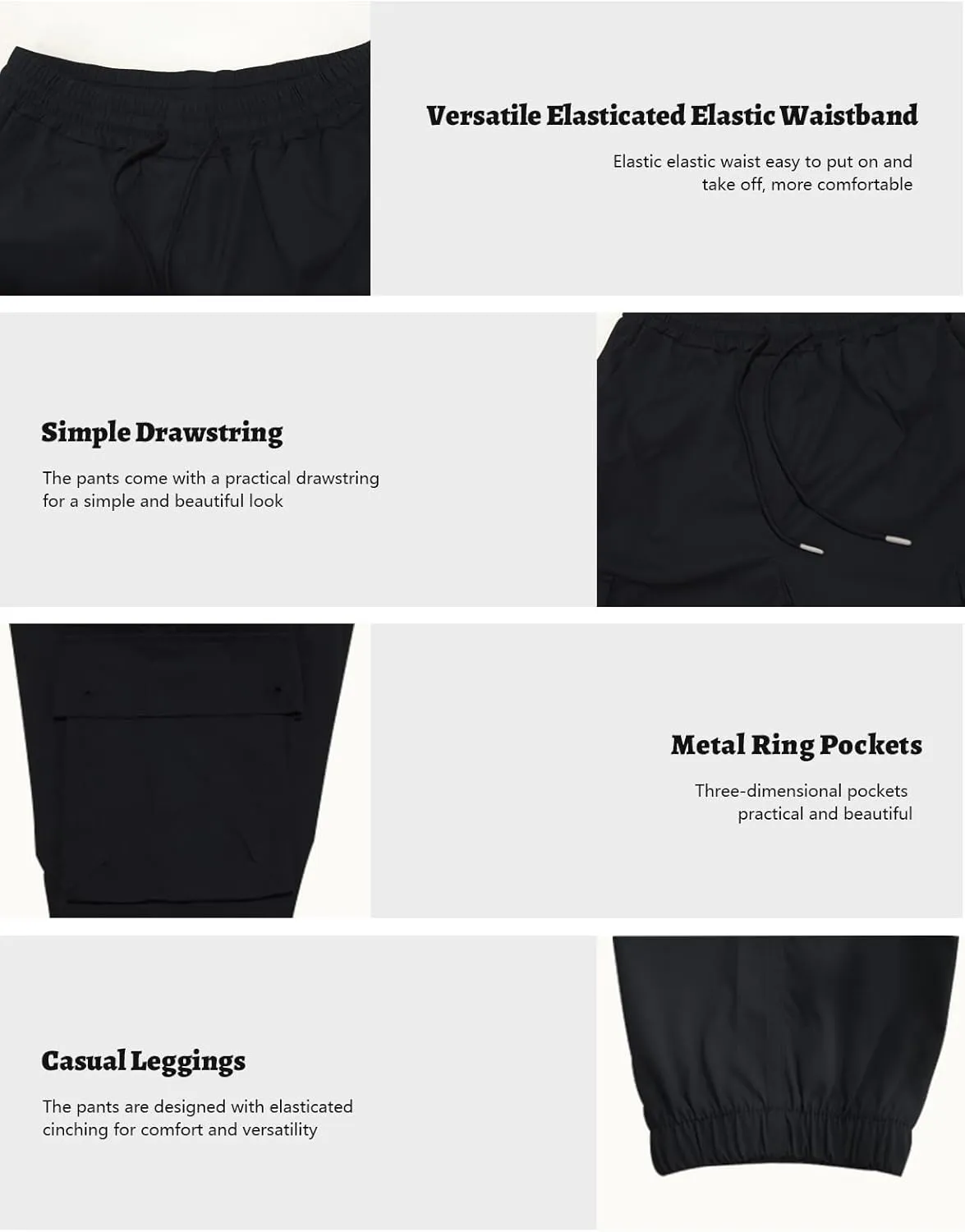 Men Joggers Cargo Pants Hiking Outdoor Recreation Pants Stack Elastic Waist Pocket Pants Casual