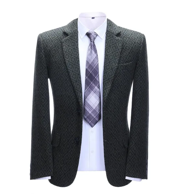 Men's 2 Pieces Formal Black Plaid Notch Lapel Tuxedos for Wedding(Blazer Pants)