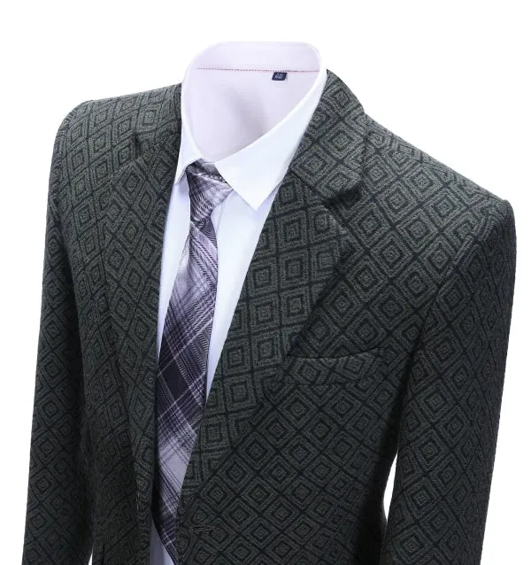 Men's 2 Pieces Formal Black Plaid Notch Lapel Tuxedos for Wedding(Blazer Pants)