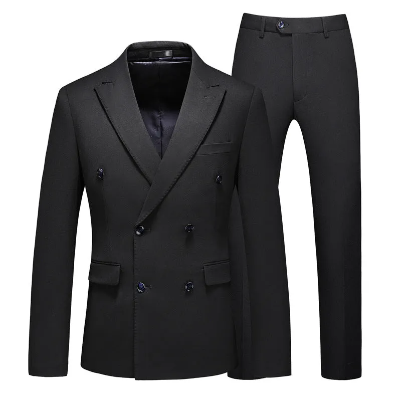 Men’s 3-Piece Classic Double-breasted Black Business Suit
