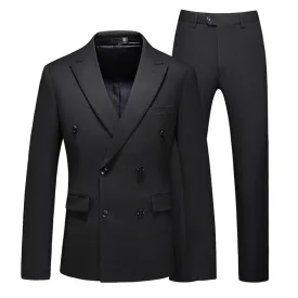 Men’s 3-Piece Classic Double-breasted Black Business Suit