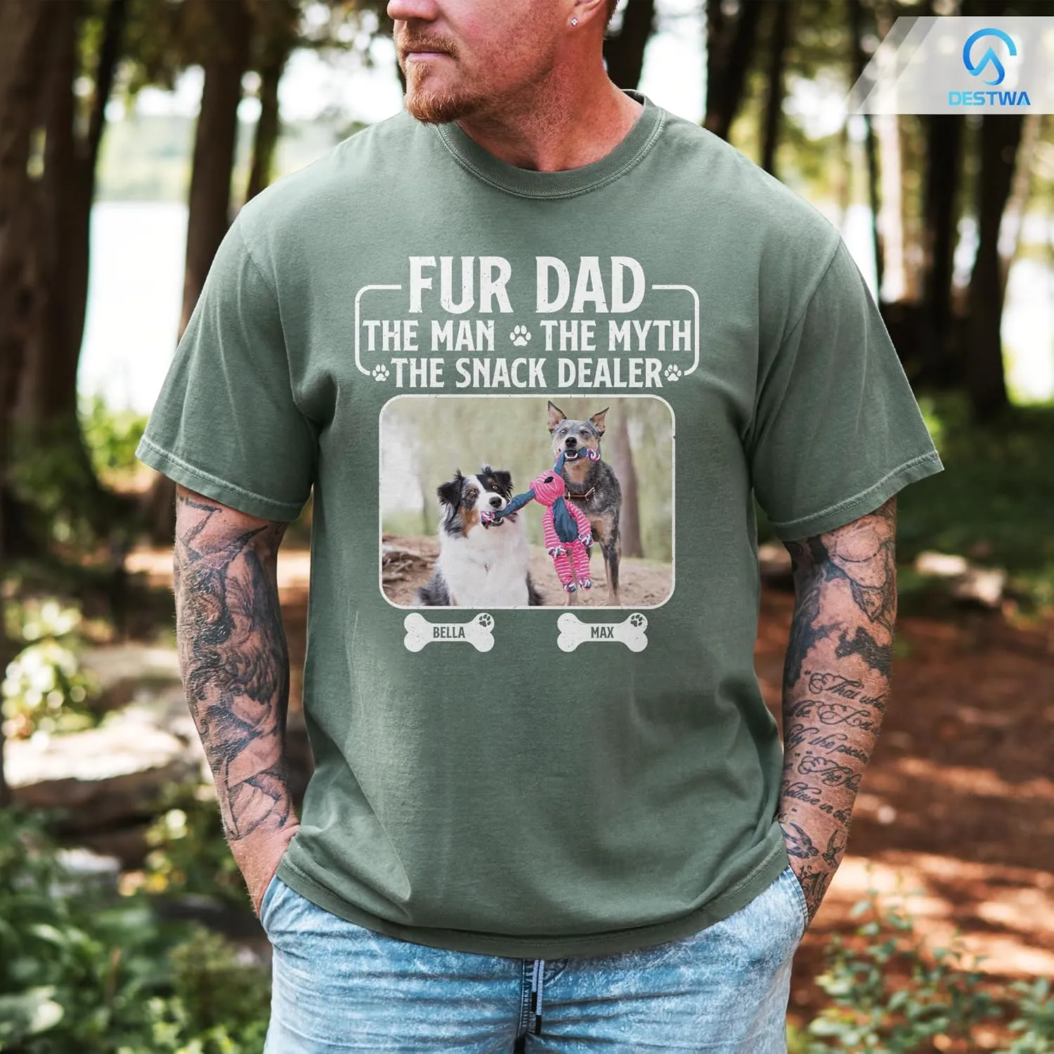 Personalized Dog Dad Shirt for Men, Custom Dog Dad T Shirt with Name Photo, Custom Fathers Day Shirt