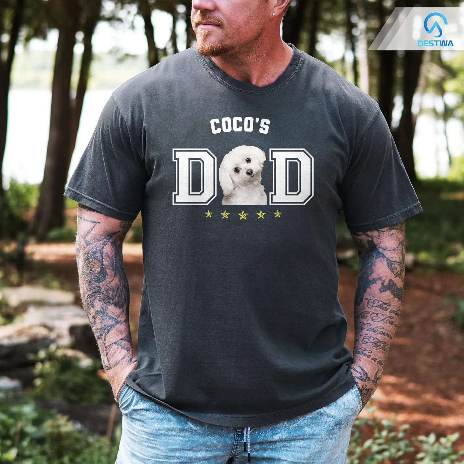 Personalized Dog Dad Shirt for Men, Custom Dog Dad T Shirt with Name Photo, Custom Fathers Day Shirt