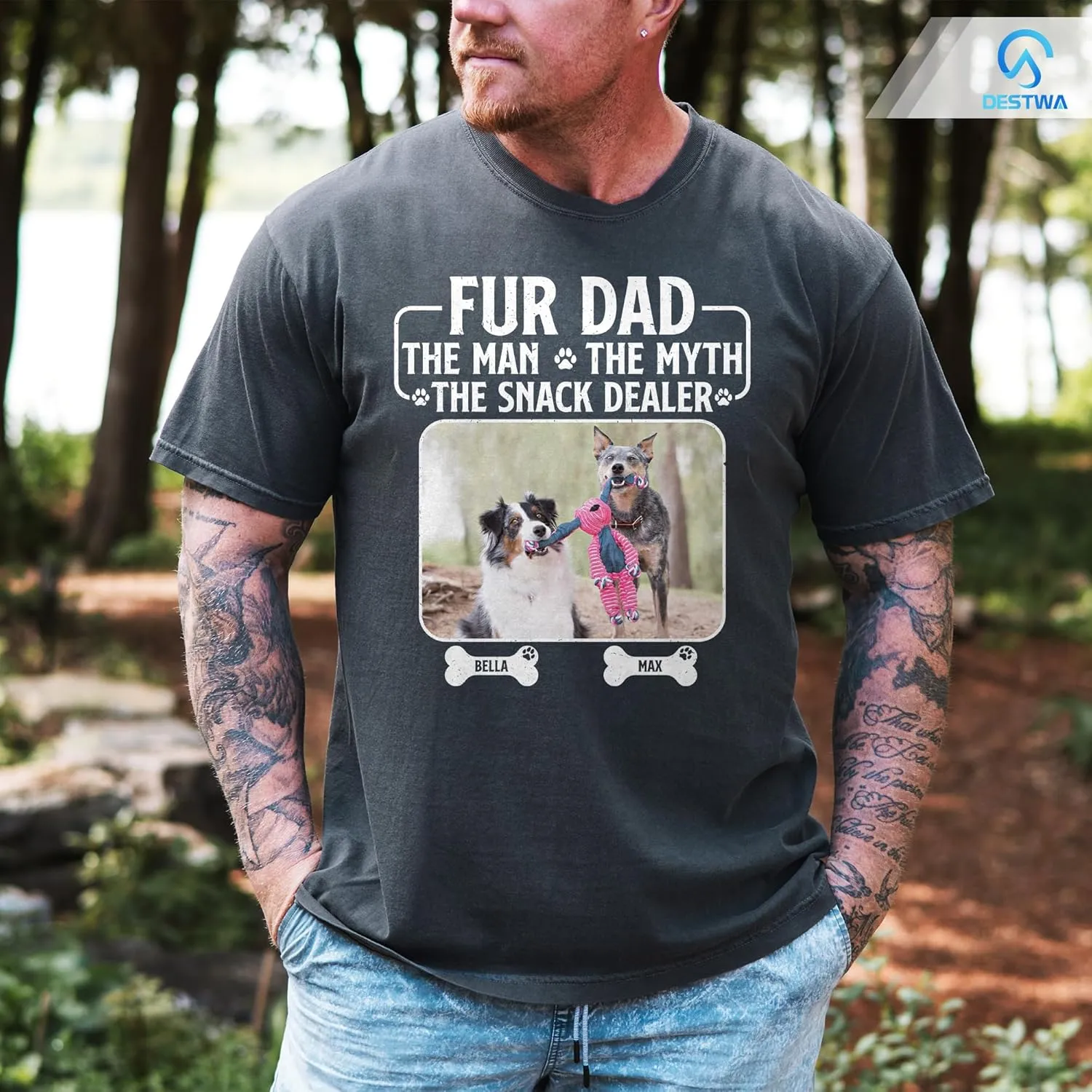 Personalized Dog Dad Shirt for Men, Custom Dog Dad T Shirt with Name Photo, Custom Fathers Day Shirt