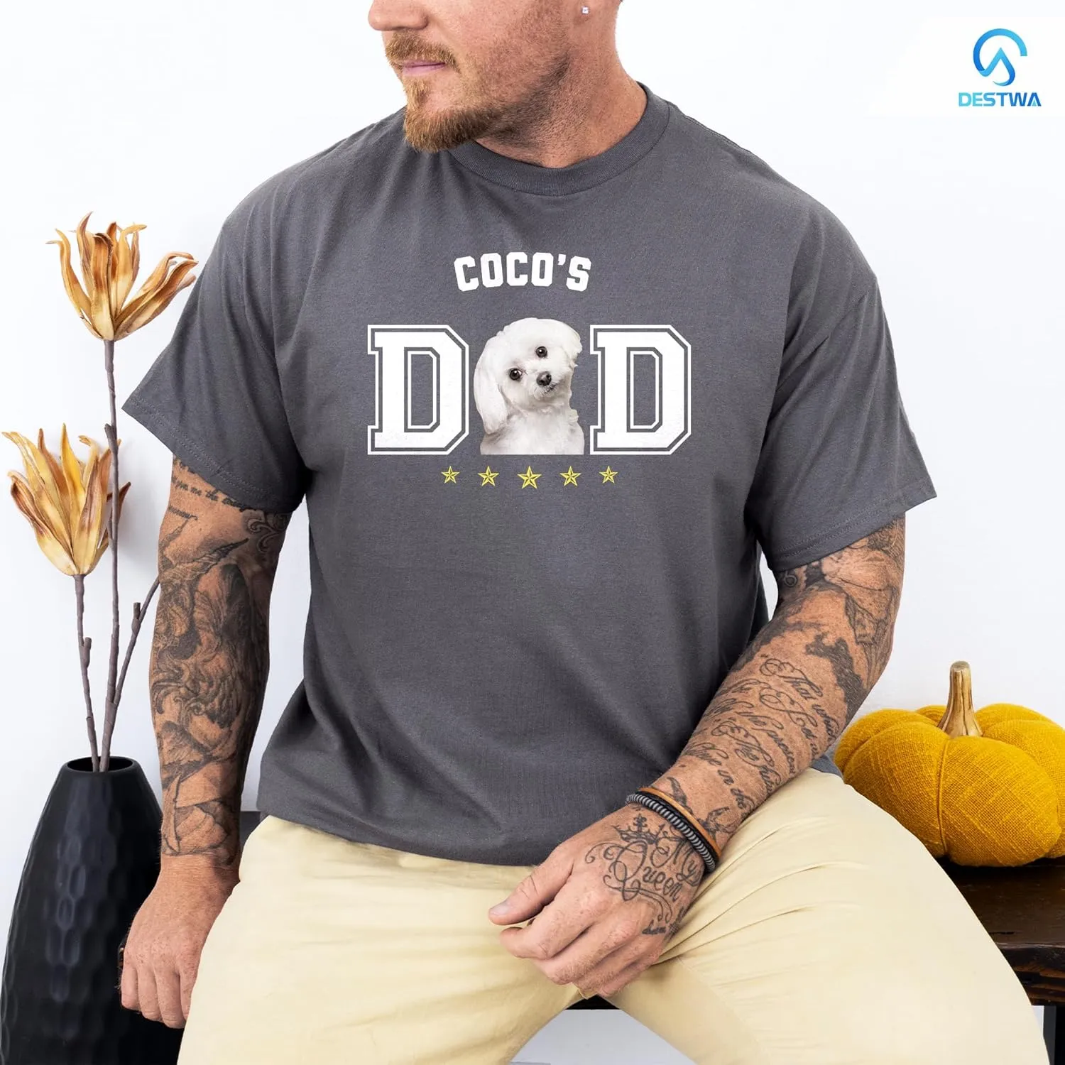 Personalized Dog Dad Shirt for Men, Custom Dog Dad T Shirt with Name Photo, Custom Fathers Day Shirt