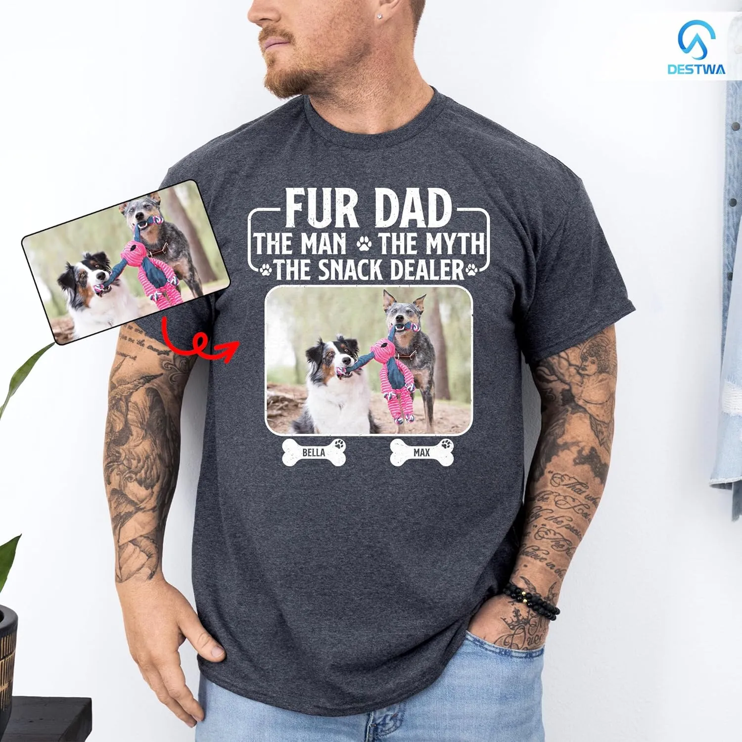 Personalized Dog Dad Shirt for Men, Custom Dog Dad T Shirt with Name Photo, Custom Fathers Day Shirt