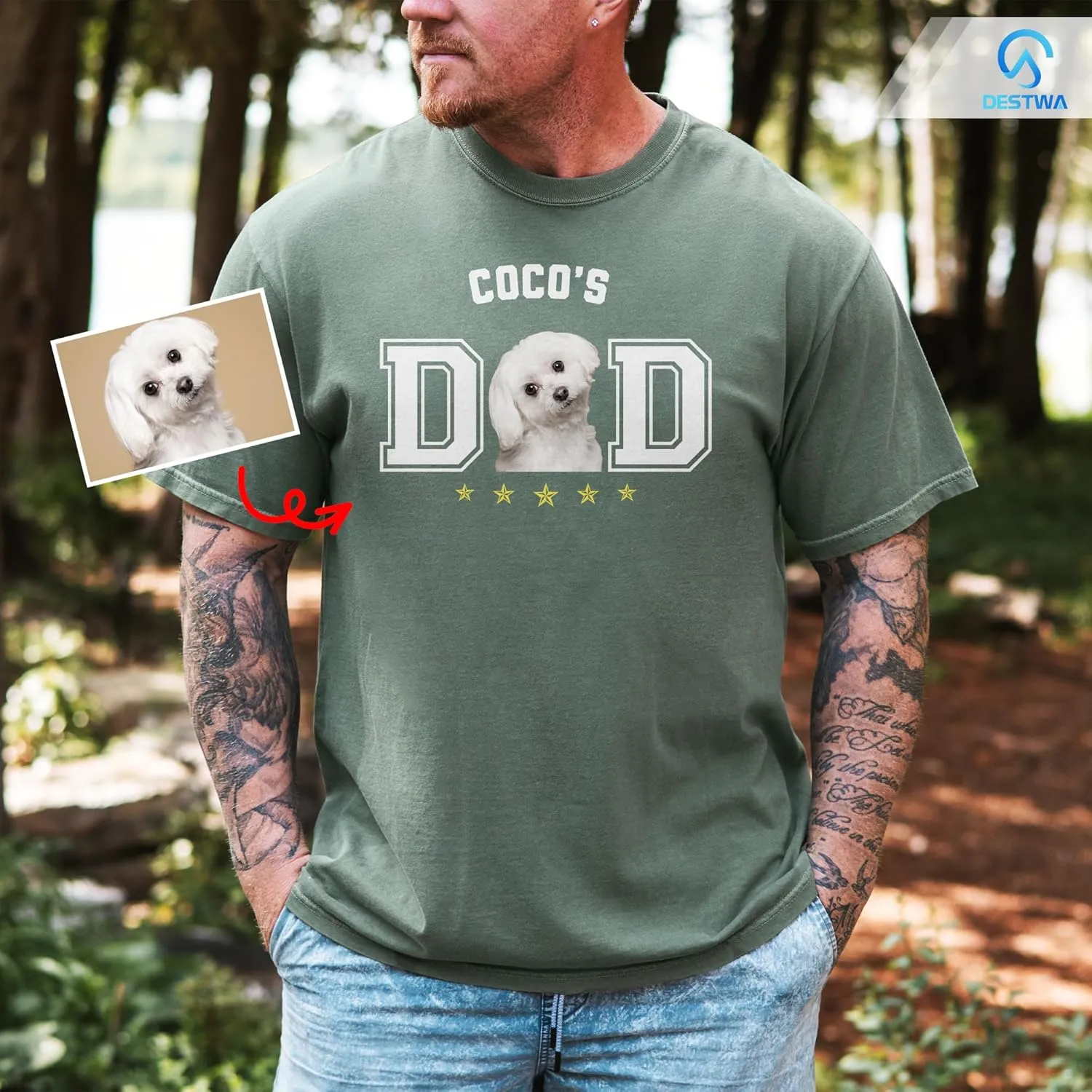 Personalized Dog Dad Shirt for Men, Custom Dog Dad T Shirt with Name Photo, Custom Fathers Day Shirt