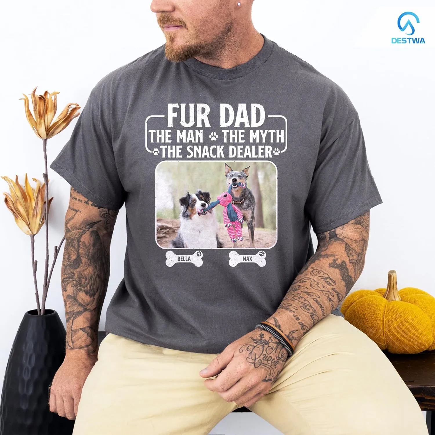 Personalized Dog Dad Shirt for Men, Custom Dog Dad T Shirt with Name Photo, Custom Fathers Day Shirt