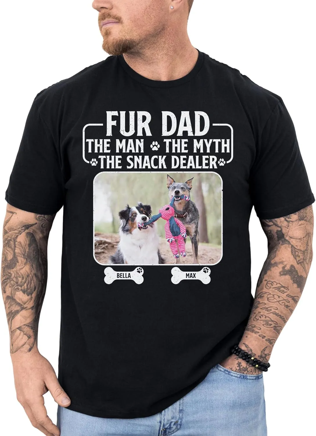 Personalized Dog Dad Shirt for Men, Custom Dog Dad T Shirt with Name Photo, Custom Fathers Day Shirt