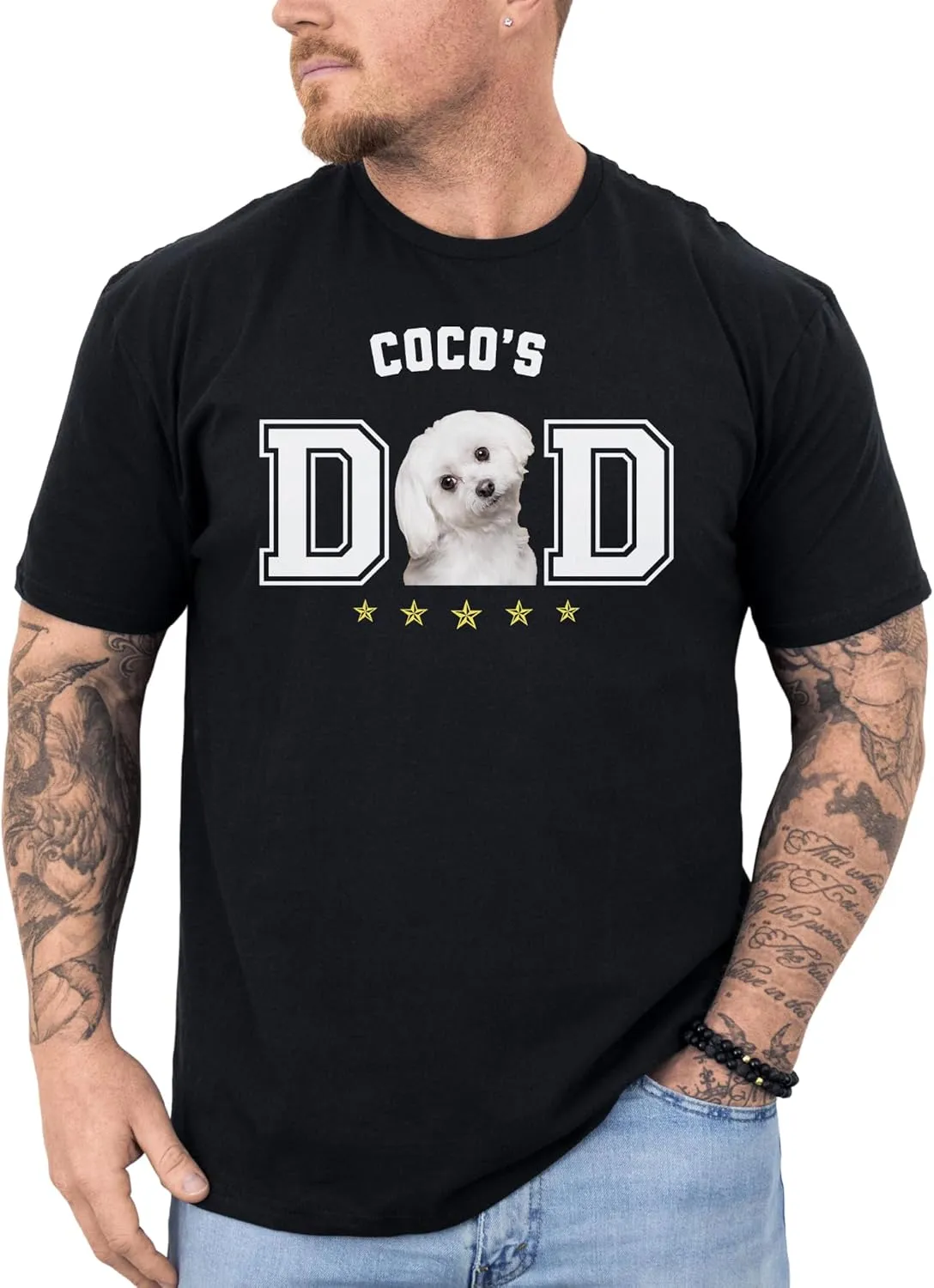 Personalized Dog Dad Shirt for Men, Custom Dog Dad T Shirt with Name Photo, Custom Fathers Day Shirt