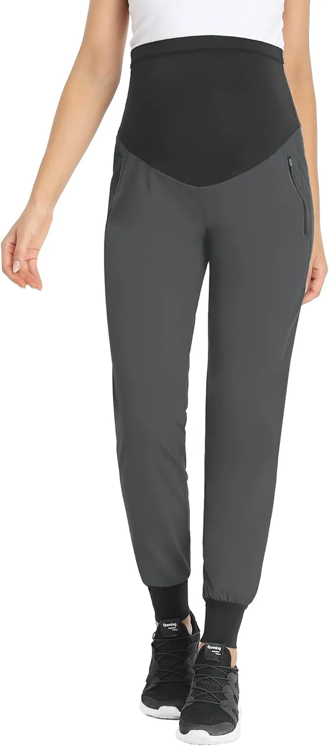 POSHGLAM Women's Maternity Joggers Casual Scrub Pants Quick-Dry Lightweight Active Pants