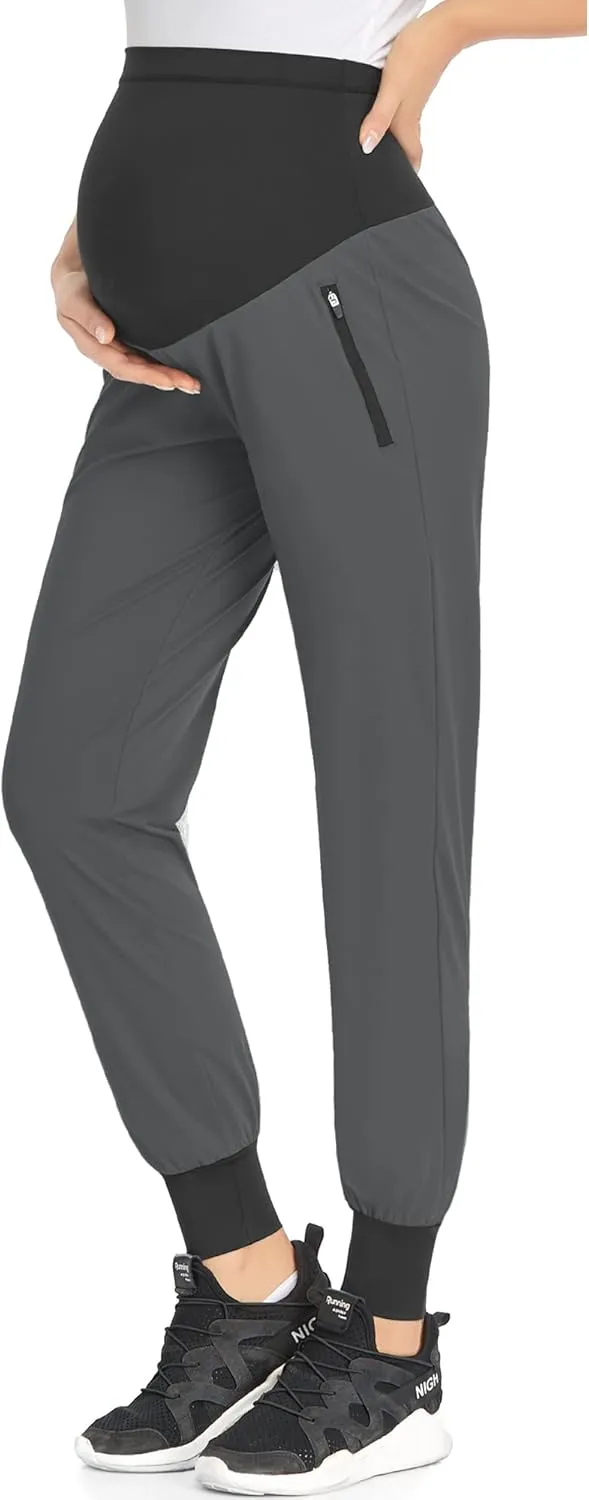 POSHGLAM Women's Maternity Joggers Casual Scrub Pants Quick-Dry Lightweight Active Pants