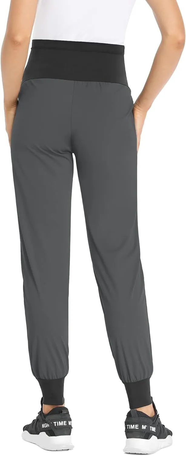 POSHGLAM Women's Maternity Joggers Casual Scrub Pants Quick-Dry Lightweight Active Pants