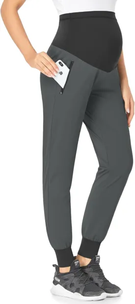 POSHGLAM Women's Maternity Joggers Casual Scrub Pants Quick-Dry Lightweight Active Pants