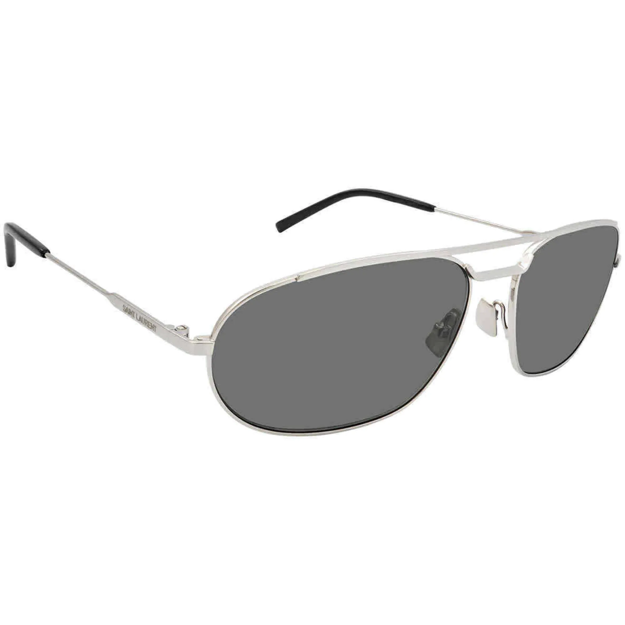 Saint Laurent Men's Sunglasses - Silver Metal Oval Shape Frame Grey Lens | SL561 002