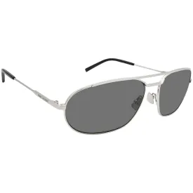 Saint Laurent Men's Sunglasses - Silver Metal Oval Shape Frame Grey Lens | SL561 002