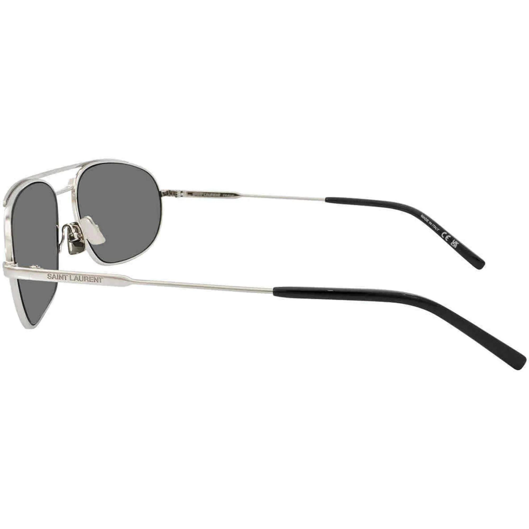 Saint Laurent Men's Sunglasses - Silver Metal Oval Shape Frame Grey Lens | SL561 002