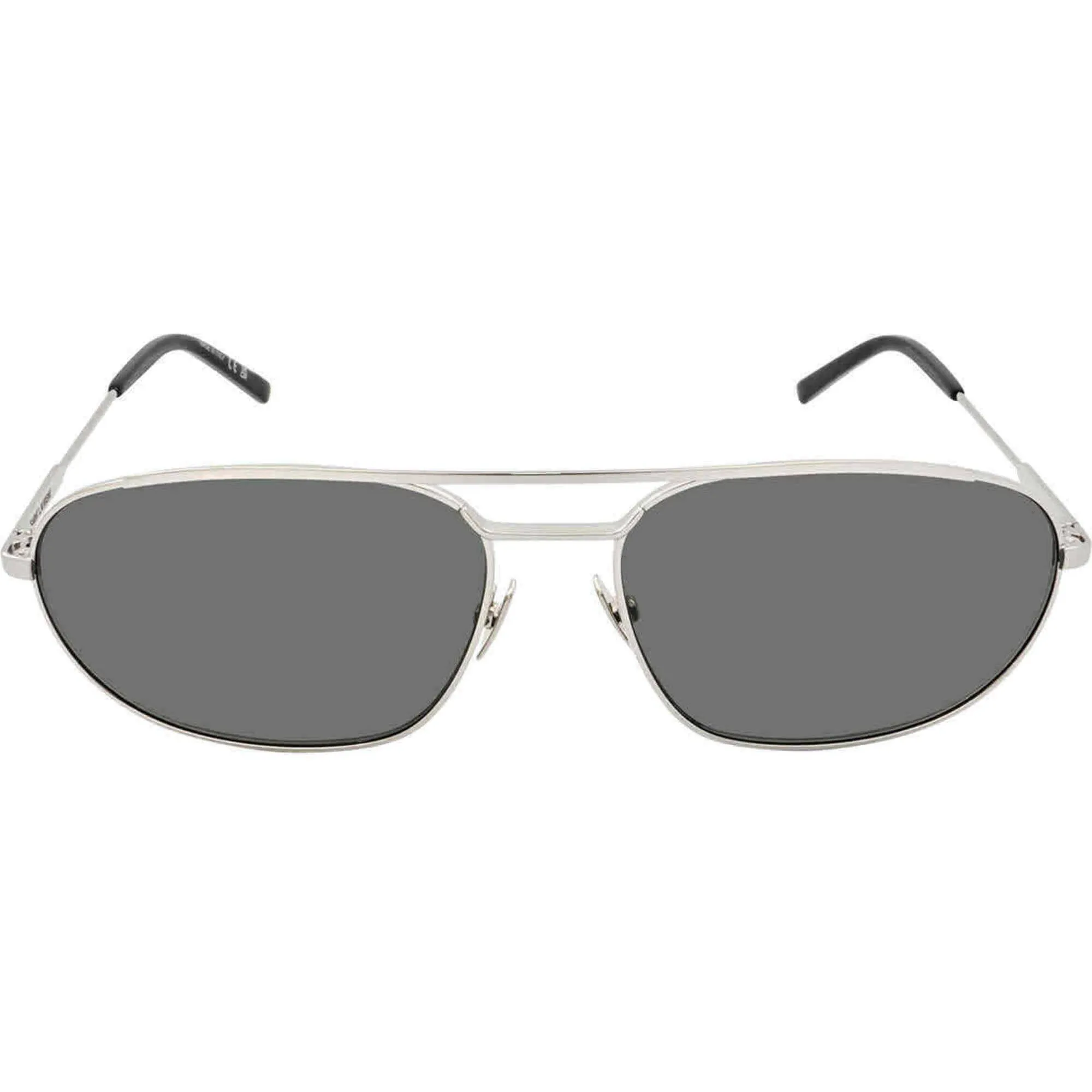 Saint Laurent Men's Sunglasses - Silver Metal Oval Shape Frame Grey Lens | SL561 002
