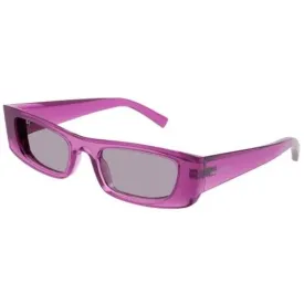 Saint Laurent Unisex Sunglasses - Pink Rectangular Shape Frame Violet Lens | SL553 003