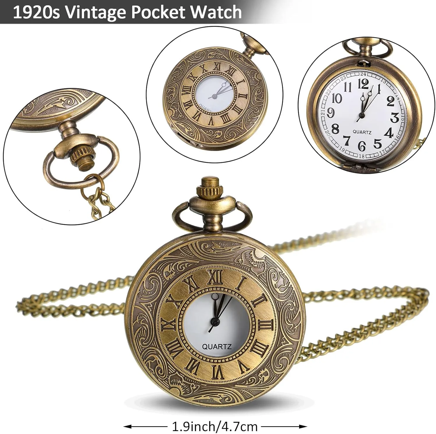 SATINIOR 1920s Old Men Costume Roaring Retro Accessories Set Gangster Hat Bow Tie Pocket Watch Suspender Glass Beard Tie Clip