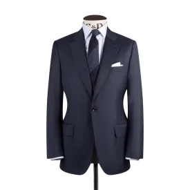 Single Breasted Classic Notch Suit in Navy Hopsack
