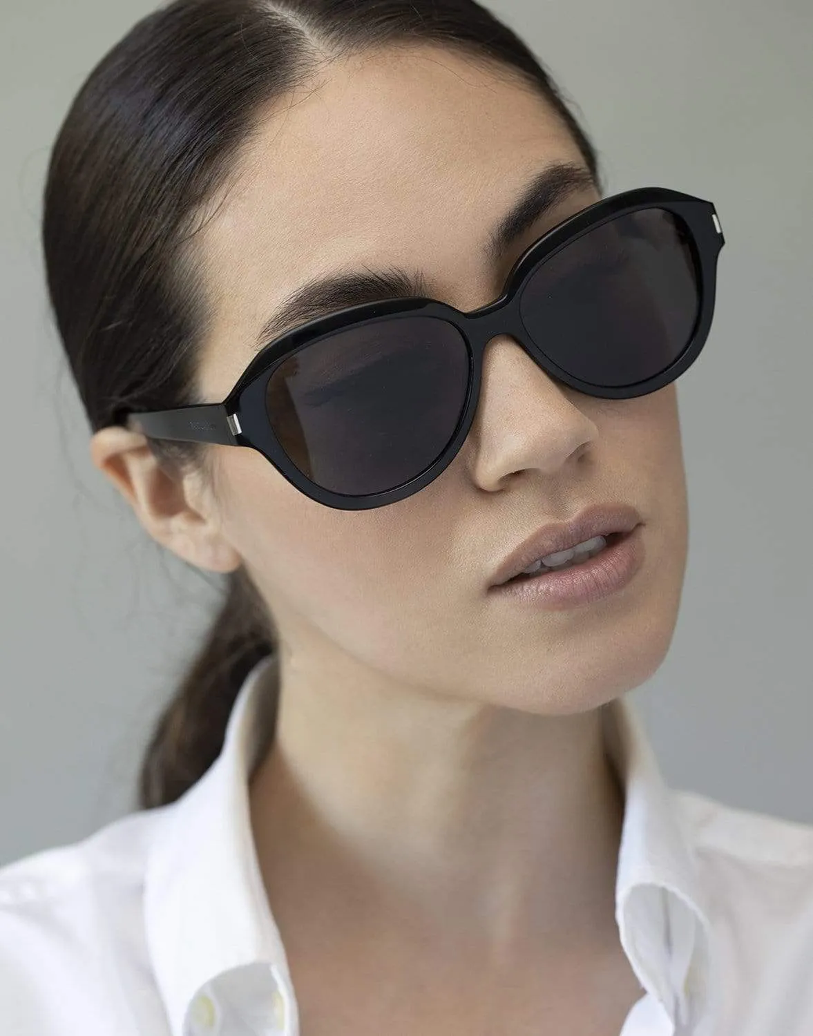 SL 400 Black Round Sunglasses
