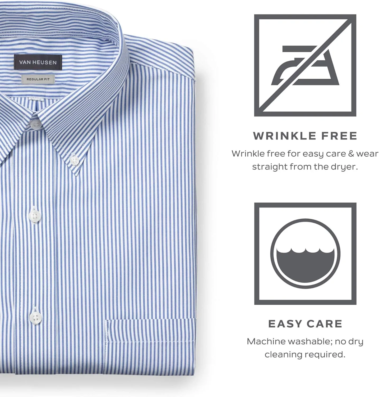 Van Heusen Men's Regular Fit Pinpoint Stripe Dress Shirt - Amazon Exclusive