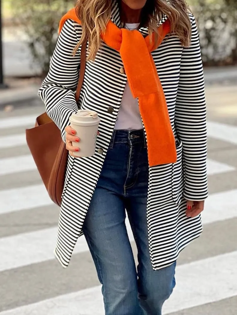 Womens Long Cardigan Color Block Striped Hooded Sweaters Jacket Button Down Long Coatigan Jackets Fall with Pockets