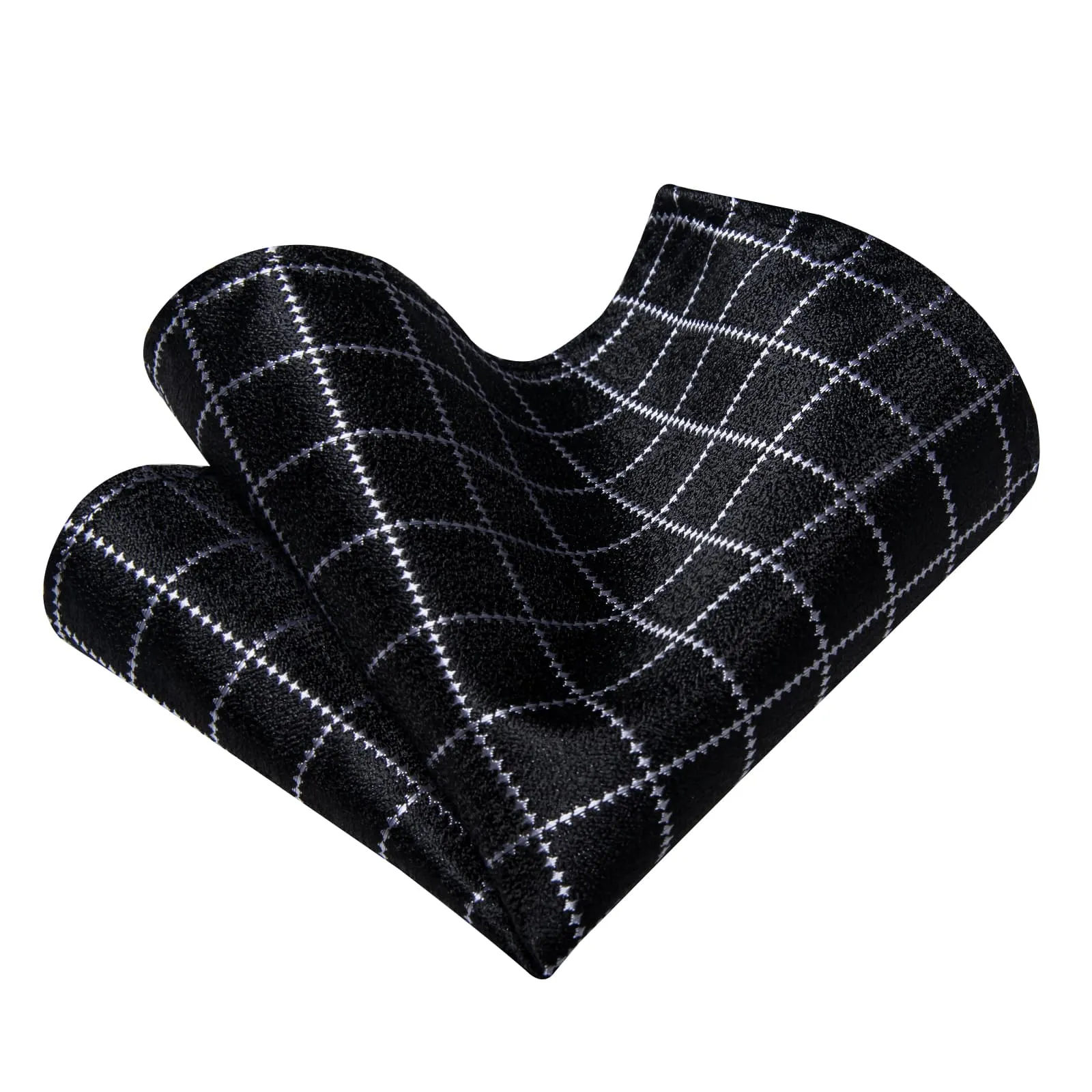 YourTies Black Necktie Silver Grey Checkered Men's Wedding Tie Set