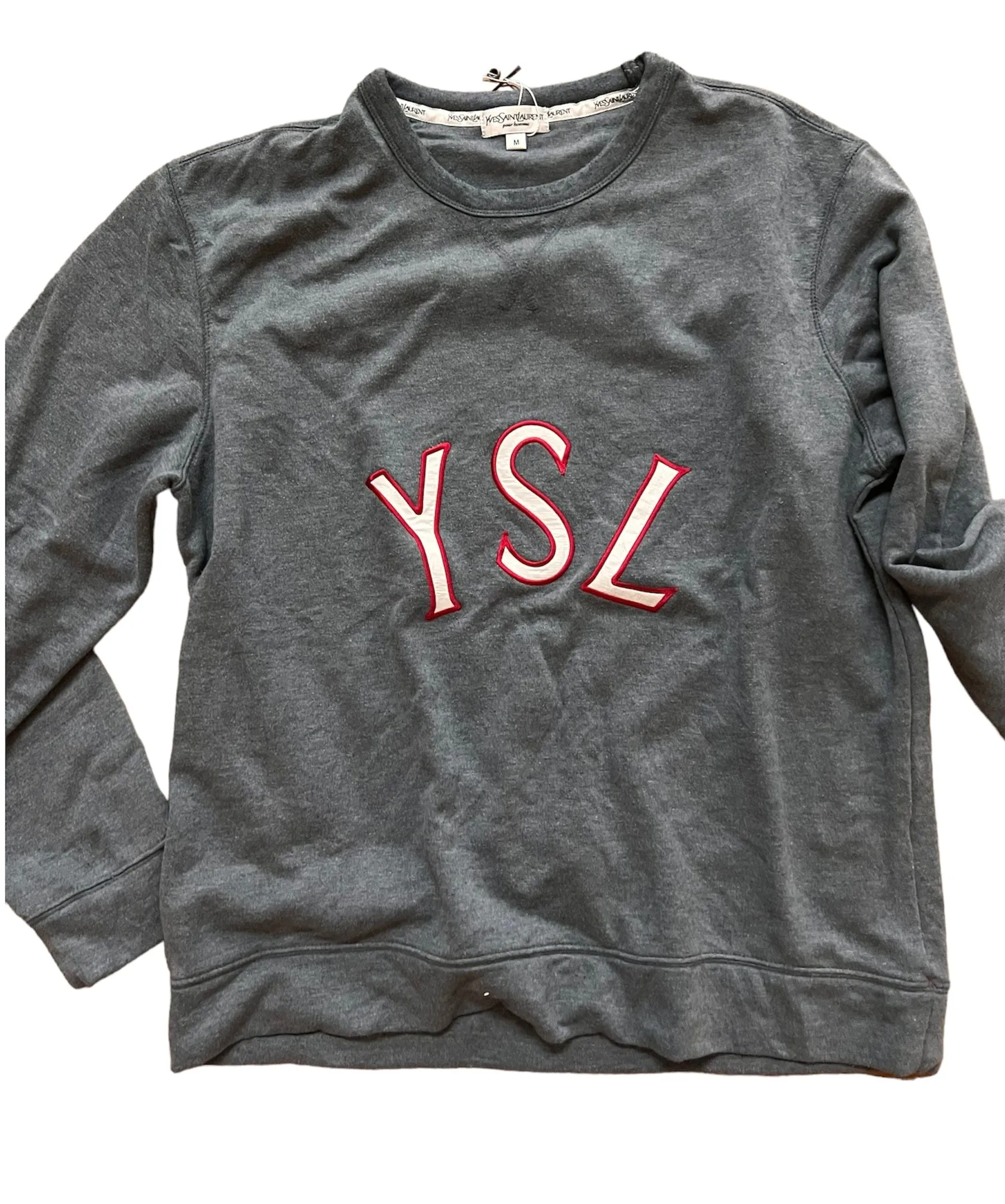 YSL Sweatshirt Grey with Red Logo "YSL" Sz L UKL1270