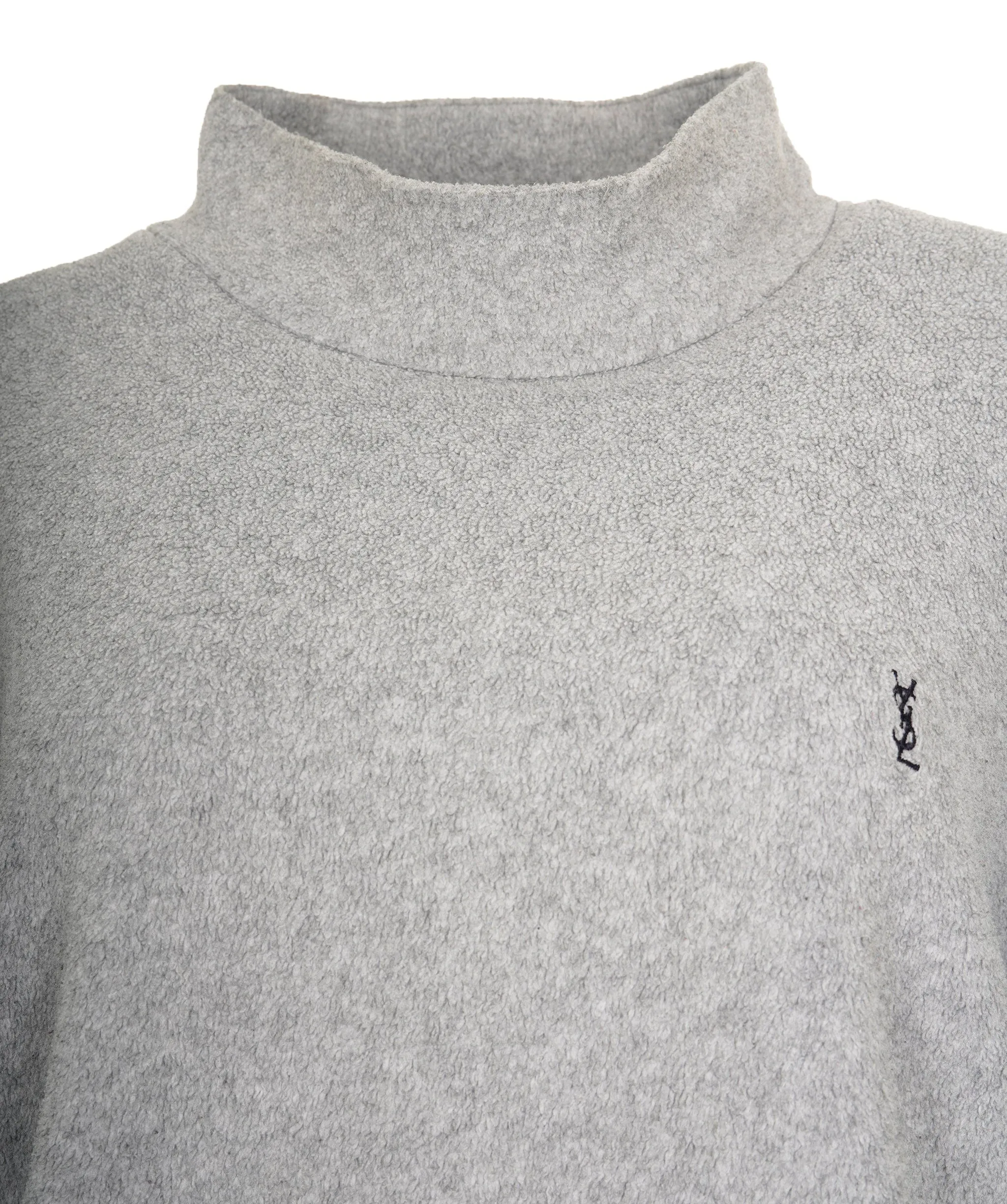 Yves Saint Laurent Fleece Jumper 90s Vintage Sweatshirt Grey Oversized Size L ASL9613