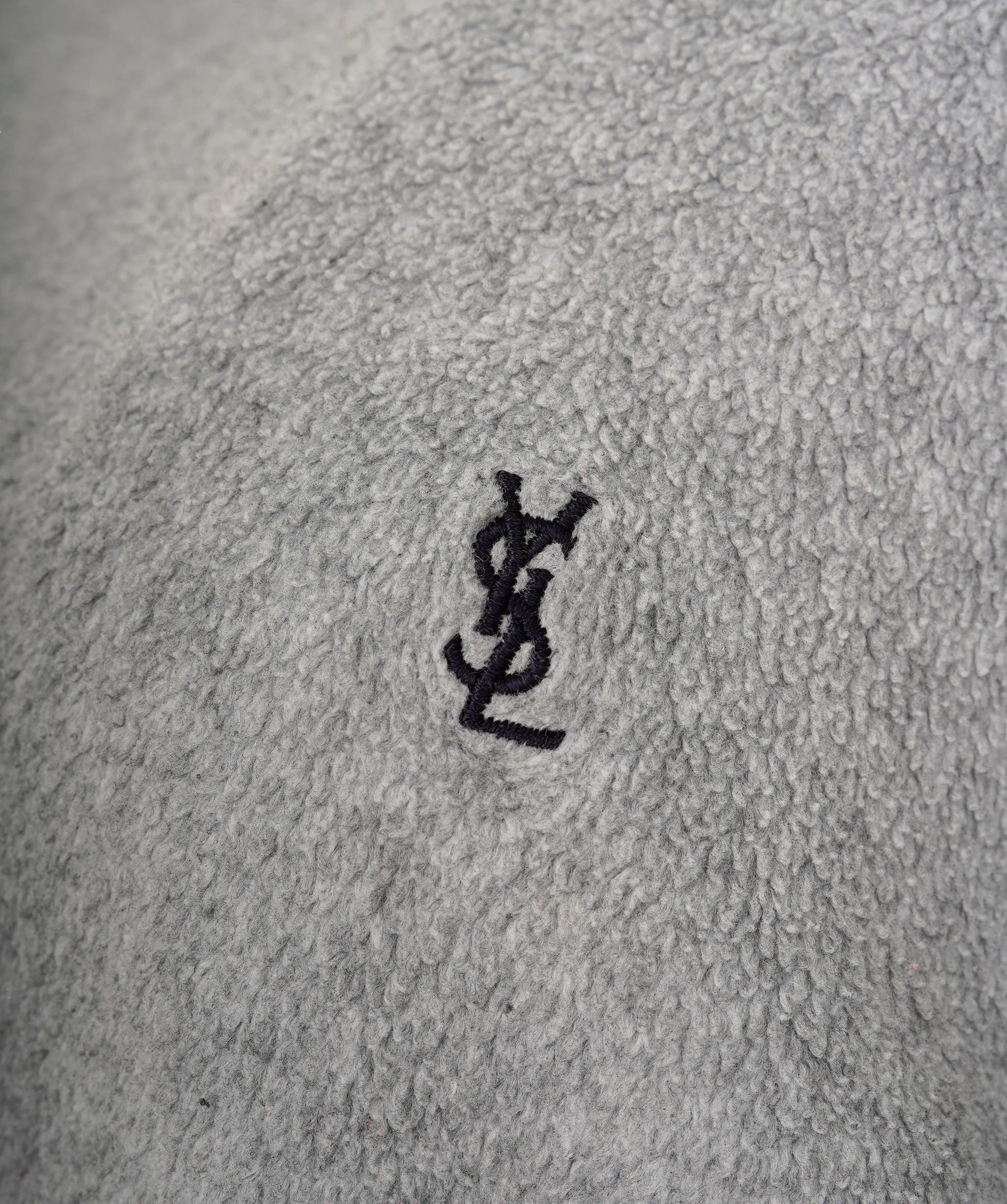 Yves Saint Laurent Fleece Jumper 90s Vintage Sweatshirt Grey Oversized Size L ASL9613